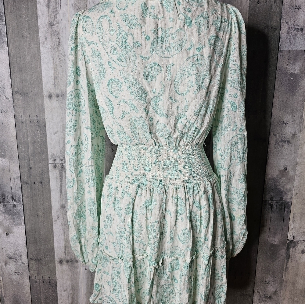 House of Harlow 1960 Small Ajay Long Sleeve Smock Waist Ruffle Mini Dress - Picture 5 of 10